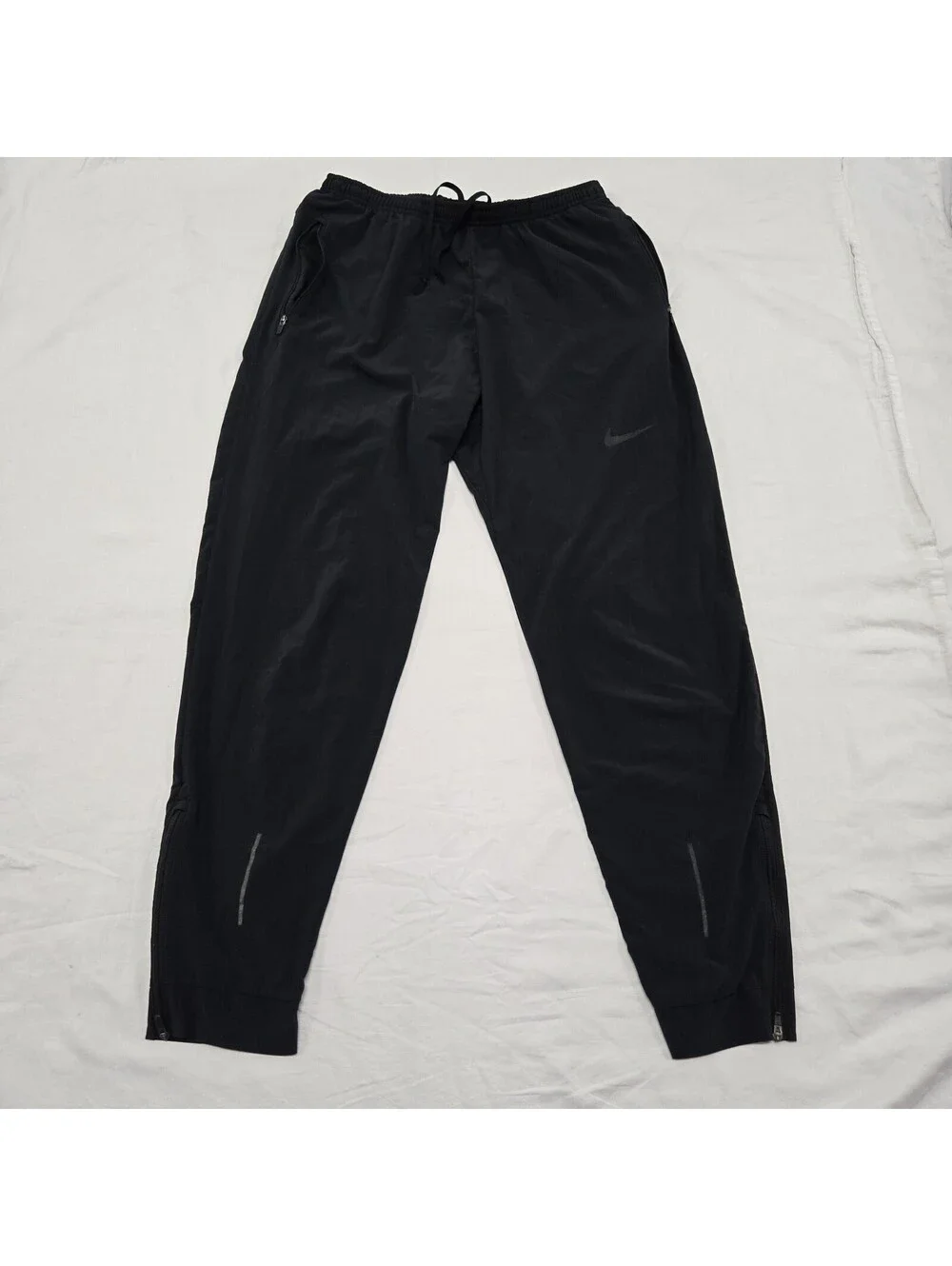 Men's MEDIUM Nike Flex Dry-Fit Black Jogger Pants Zip Pockets Reflective 885280